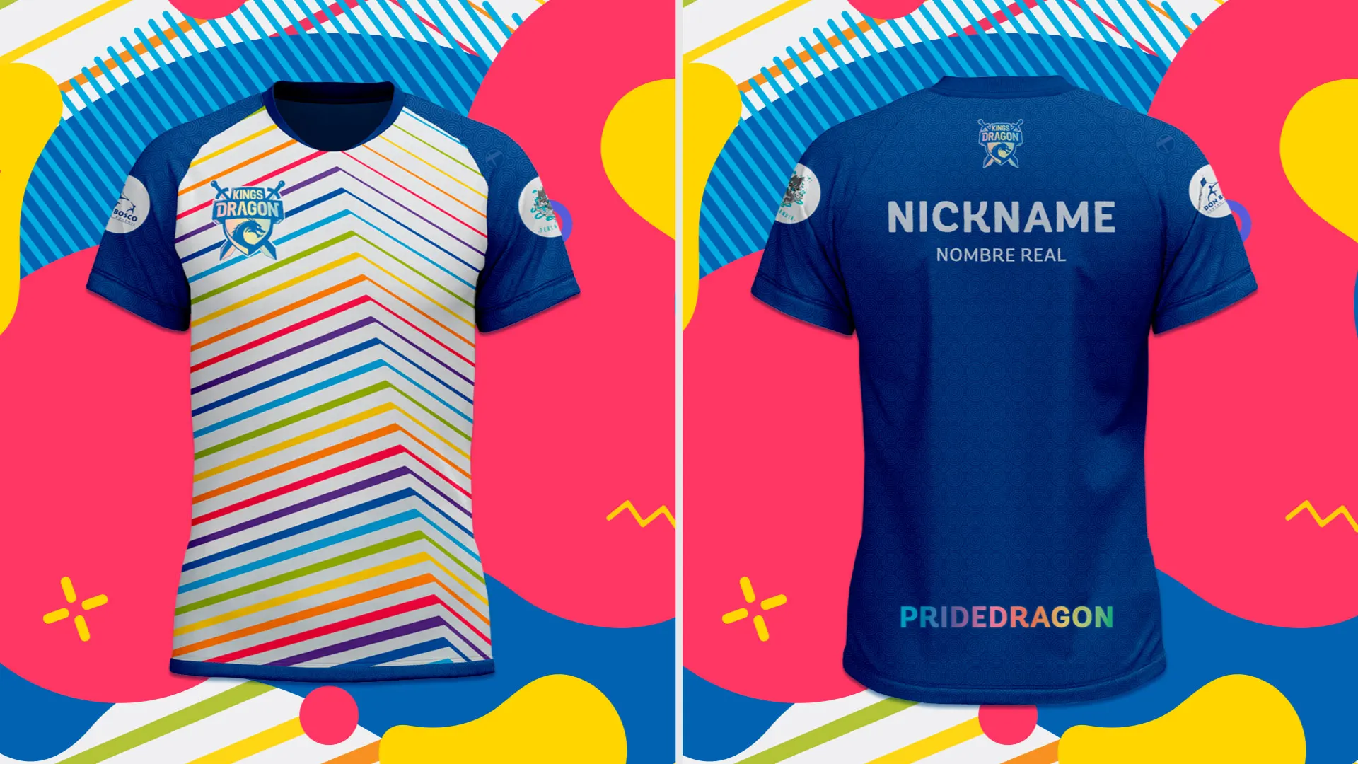 Diseño de camiseta del equipo Kings Dragon con una versión especial Pride Dragon.