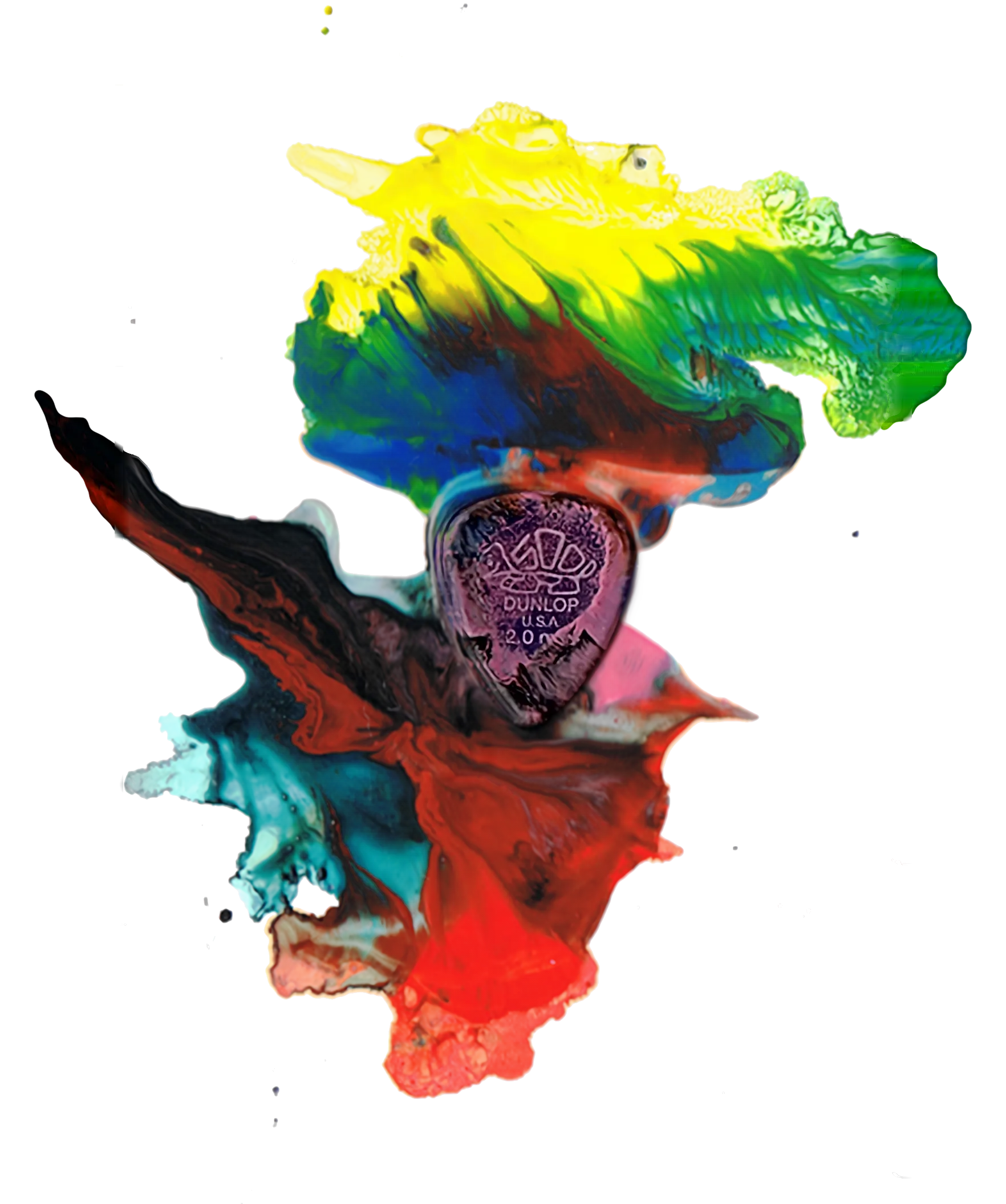 Escultura cerámica multicolor con forma de criatura fantástica.